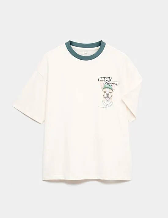 T-Shirt aus reiner Baumwolle mit „Golf Dog“-Grafik (6–7 Jahre)