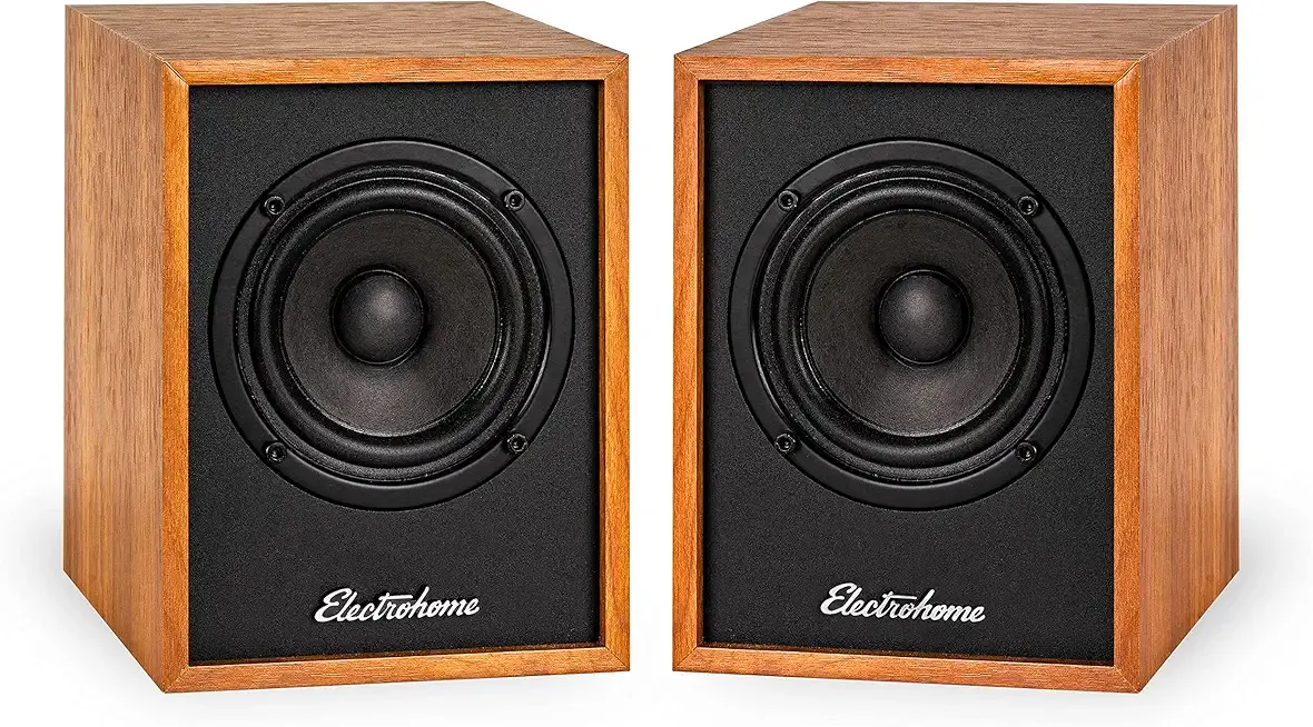 Electrohome Huntley Powered Bookshelf Speakers with Built-in Amplifier and 3" Drivers for Turntable, TV, PC and Wireless Music Streaming Featuring Bluetooth 5, RCA and Aux (EB10)