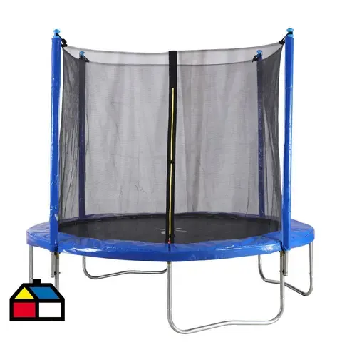 Cama Elástica y Malla Protección 244x210x244 cm Azul/ Negro