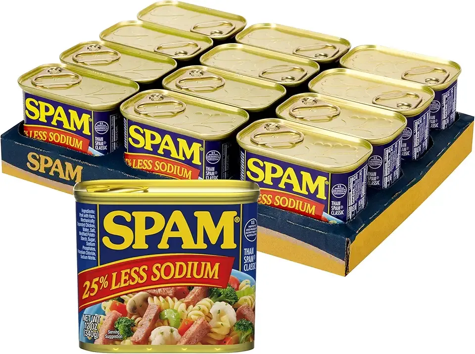 SPAM 25% Less Sodium Canned Meats, 12 oz Cans, 12 Pack