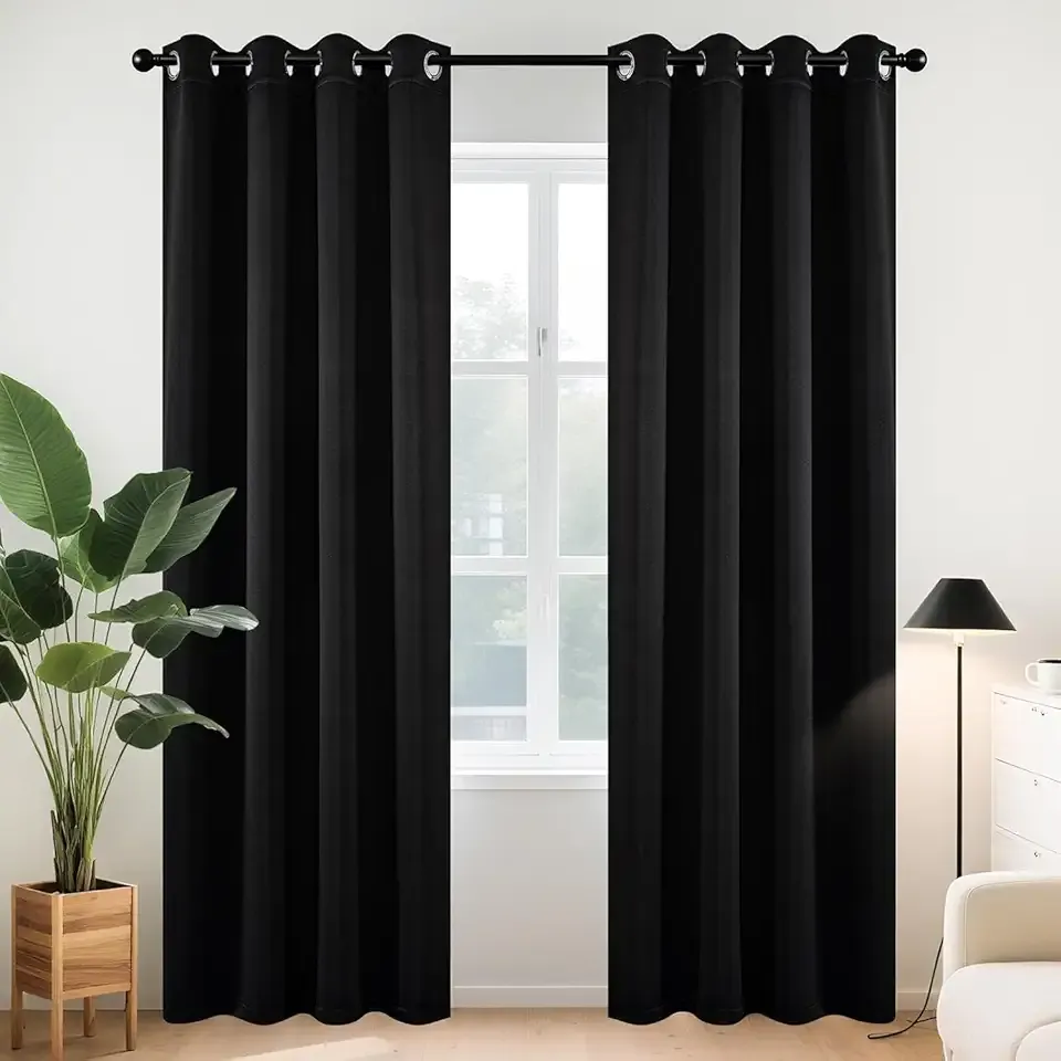 Blackout Curtains for Bedroom 84 Inch - Black Out Curtains with Grommets Thermal Insulated Room Darkening Light Blocking, Noise Reducing & Wrinkle-Free Drapes for Living Room Windows, 2 Panels