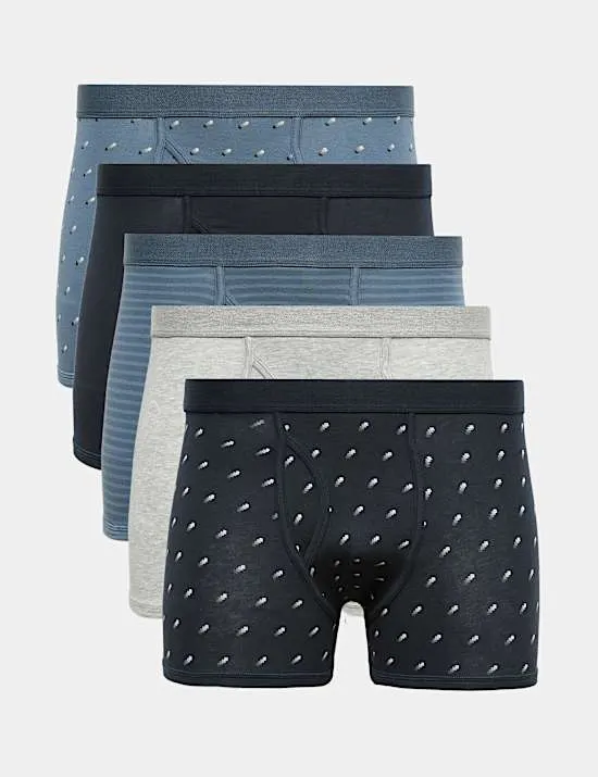 5er-Pack Shorts aus Baumwolle und Stretch mit geometrischem Muster