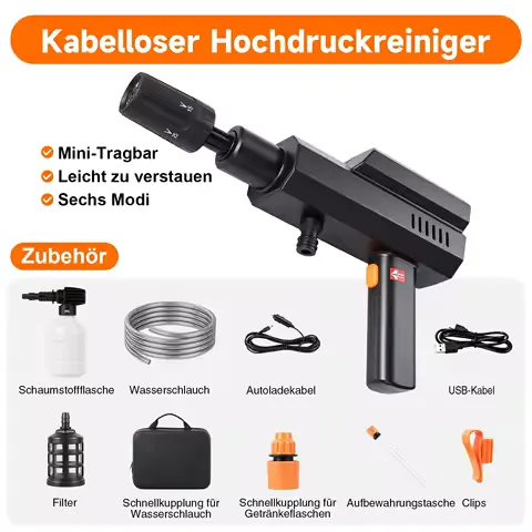 Cordless Pressure Washer 60Bar Brushless Electric Cleaner Gun 5 in 1 Nozzle for Makita Battery Car Home Garden Cleaning