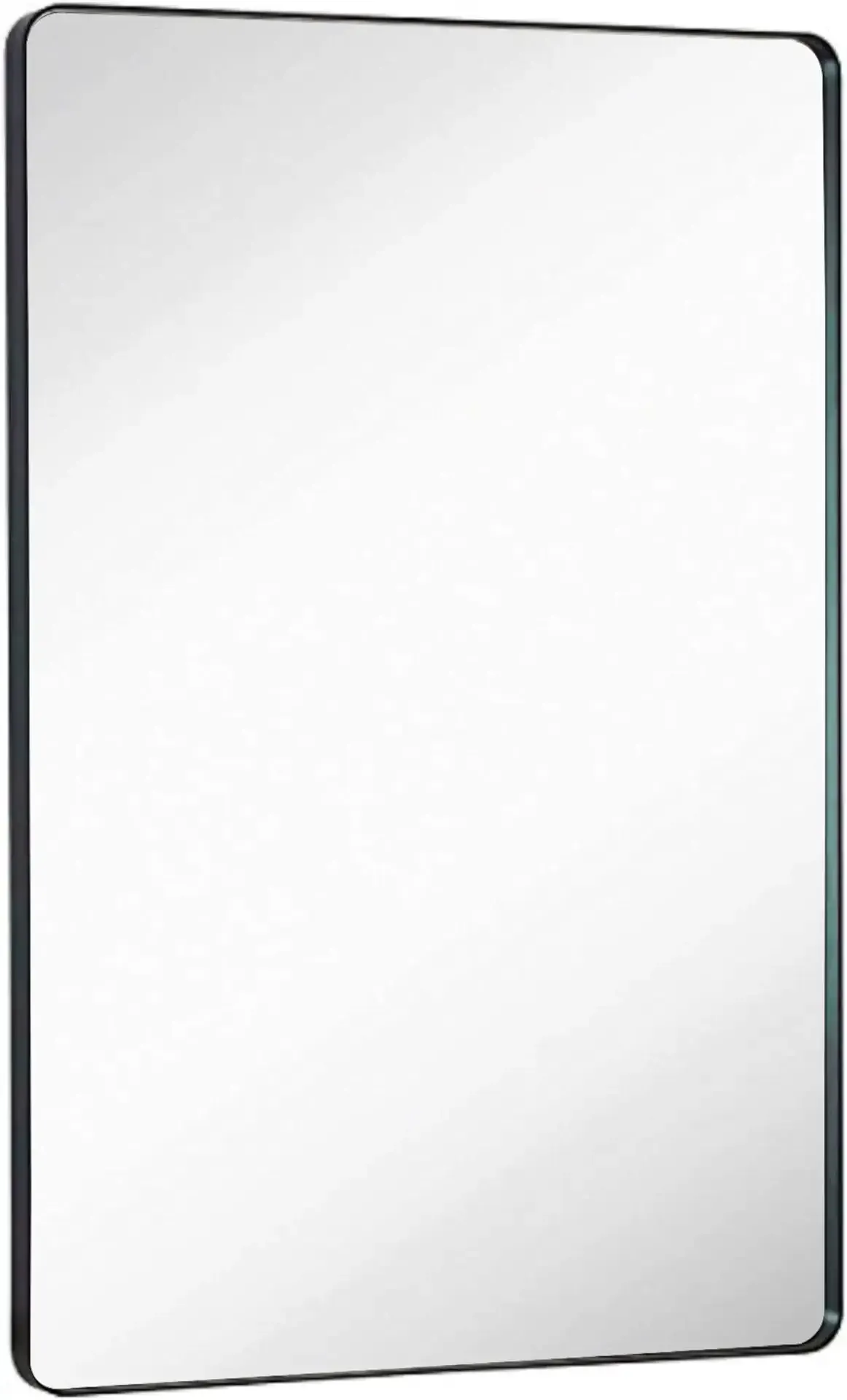 Hamilton Hills 24x36 Inch Metal Black Frame Mirror - Brushed Rectangular Rounded Corner Vanity - 2 Inch Lightweight Deep Set Design - Large Wall Mirror for Bathroom - Hangs Horizontal or Vertical