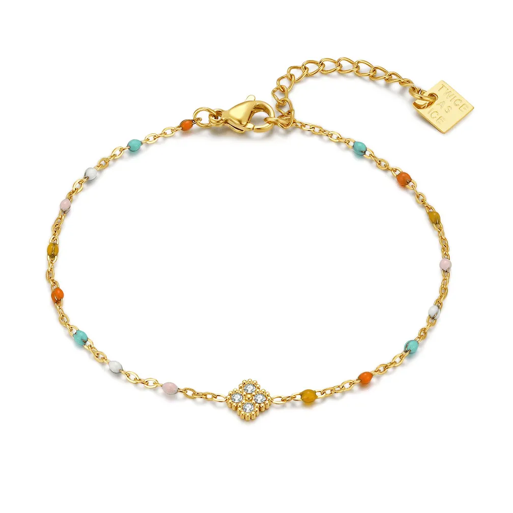 Armband in edelstaal, met gekleurde stenen