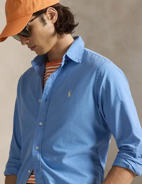Custom Fit Garment-Dyed Oxford Shirt Bristol Blue