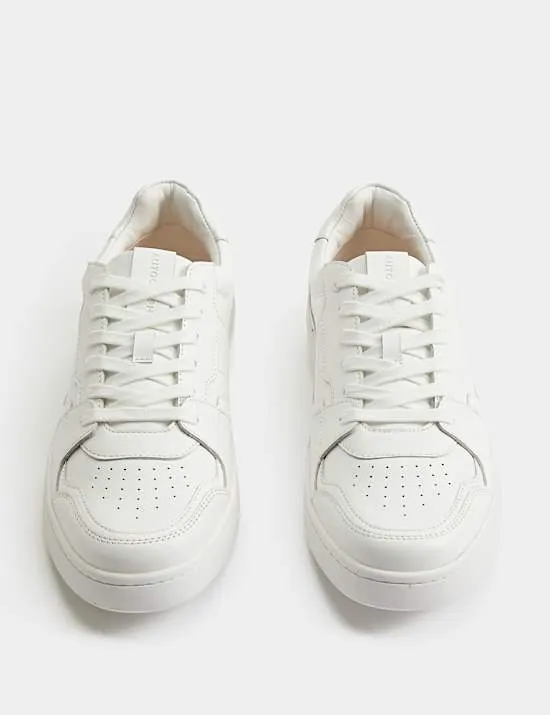 Lace Up Court Leather Trainers