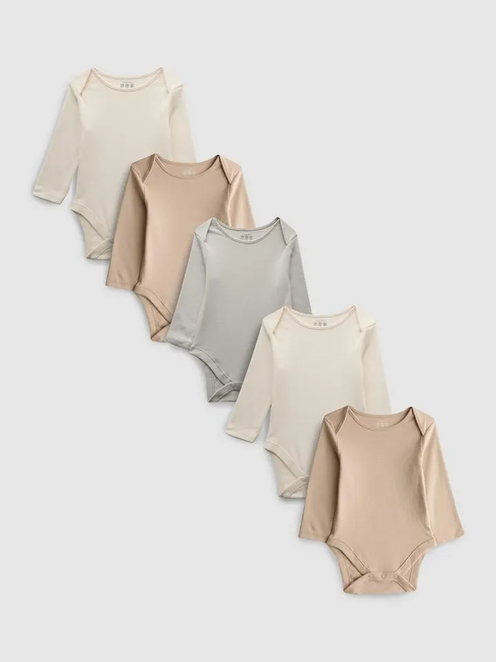 0–36 mois | Lot de 5 bodys en coton à manches longues