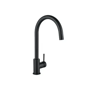 Rubinetto da cucina fisso a collo di cigno Loa 2.0 nero verniciato opaco DELINIA