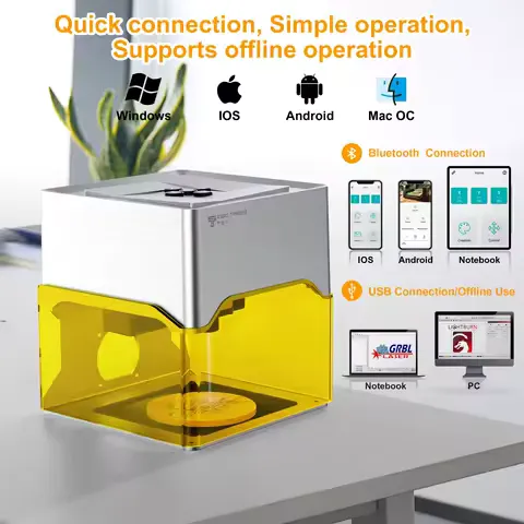 Twotrees TS1 Mini 3W Laser Engraver Fully Enclosed Safe Design 80x80mm 1kg Ultra-Portable Bluetooth APP Control for DIY Small Gifts Family Classroom