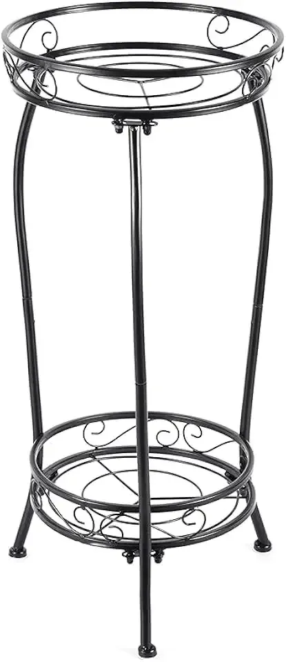 Plant Stand Indoor Outdoor,Tall Black Metal Rustproof Stable Plant Stands,2 Tier 27.1 inch Multiple Plant Rack Holder Rack Flower Pot Stand Heavy Duty Plant Shelf