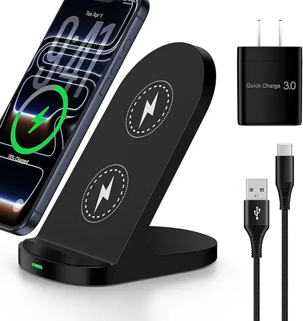 Wireless Samsung Fast Charger Stand Cordless Charging Station for Galaxy S25 Ultra S25 FE S24 Plus Z Flip7 Fold7 S23,iPhone 17 Pro Max 16Plus,Pixel 10/9,Android Wireless Charger Dock Desk with Adapter
