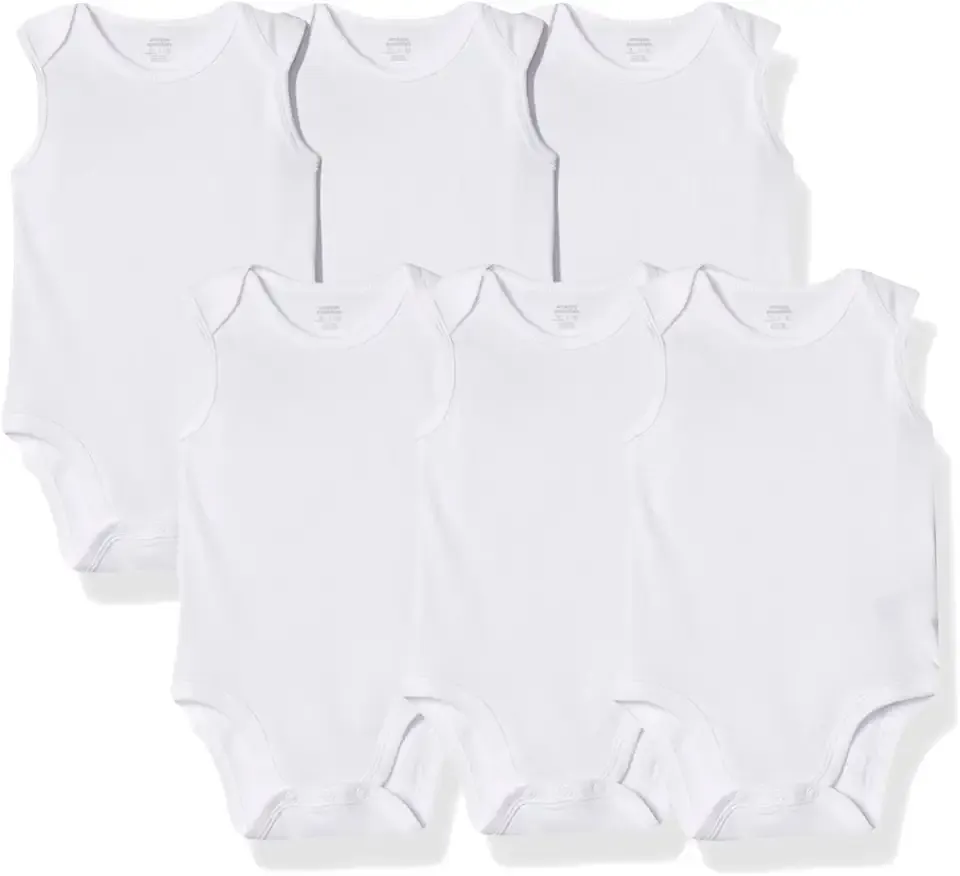 Unisex Babies' Sleeveless Cotton Rib Bodysuits, Pack of 6