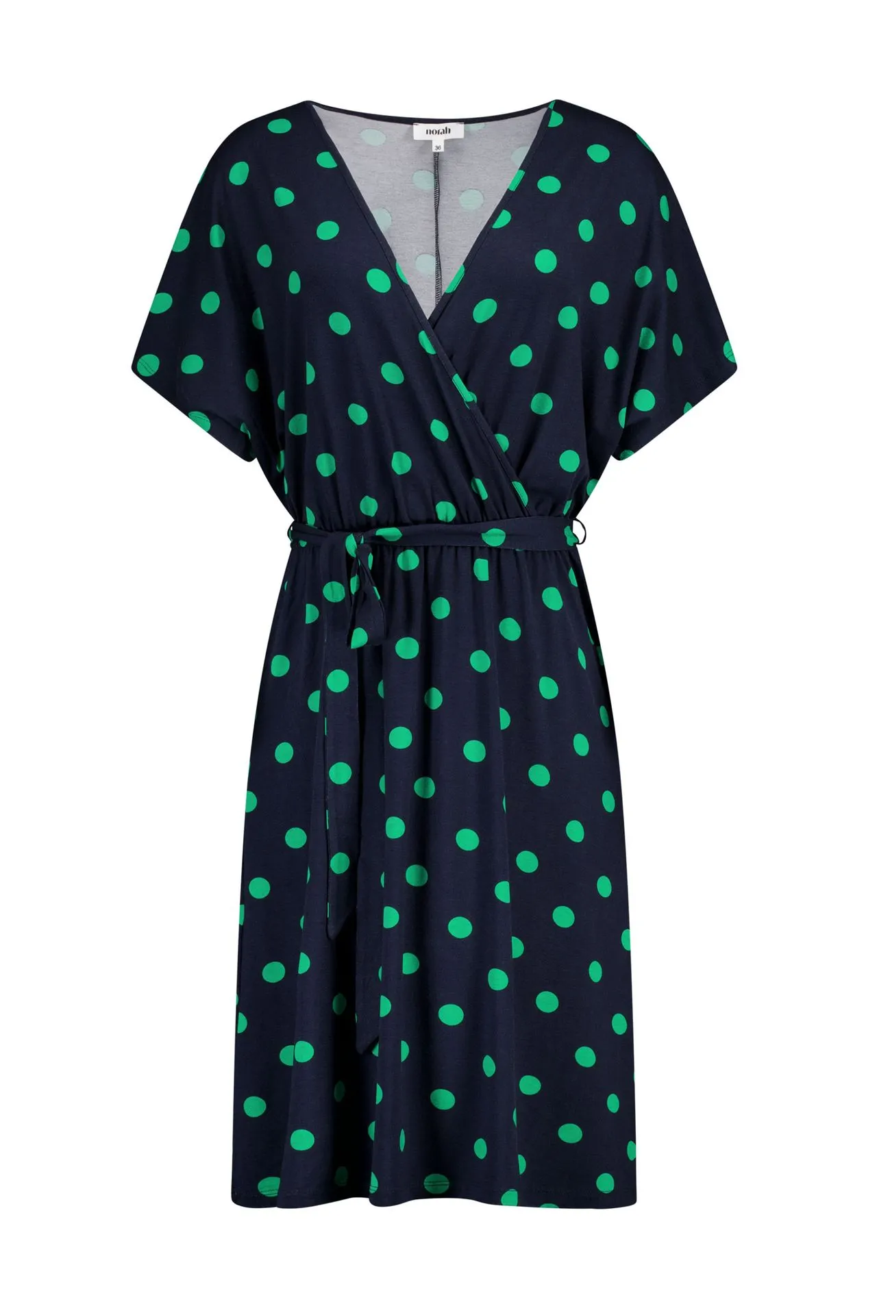 Blauw/groene midi jurk met polkadots