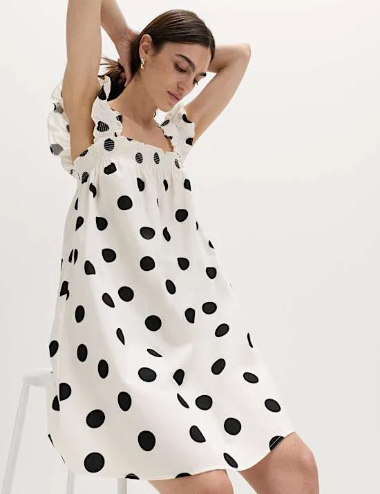 Pure Cotton Polka Dot Mini Cami Dress