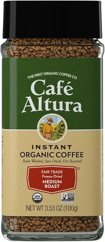 Cafe Altura Freeze Dried Instant Organic Coffee, 3.53 oz Jar (Pack Of 2)