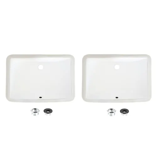 Sharp Under-Mount Porcelain Bathroom Sink 21.25 in White Set of 2