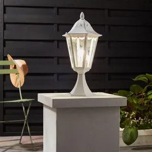 Baliza de jardín exterior E27 Monza Inspire 47 cm aluminio blanco resistencia IP44