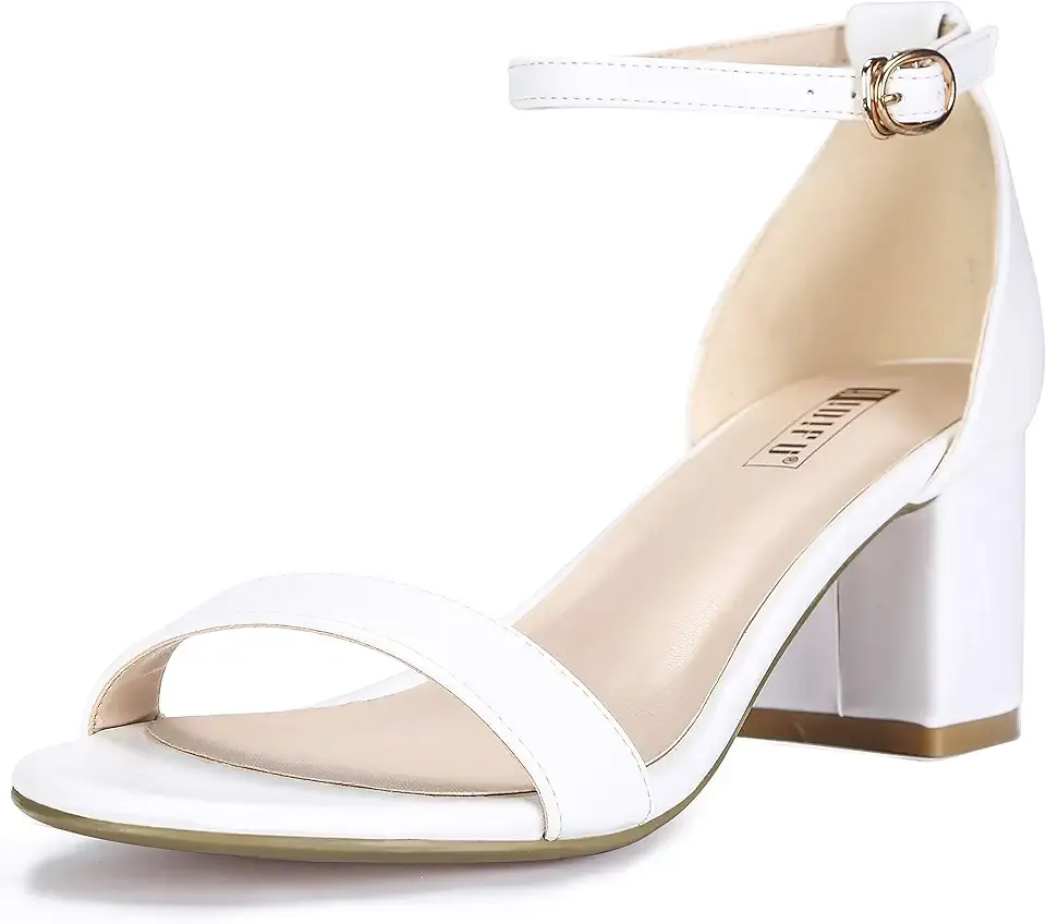 Women's Cookie-LO Low Block Heels Chunky Sandals Ankle Strap Wedding Dress Pump Shoes
