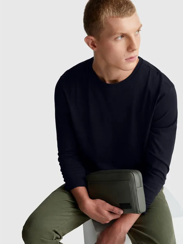 Long sleeve pure cotton t-shirt