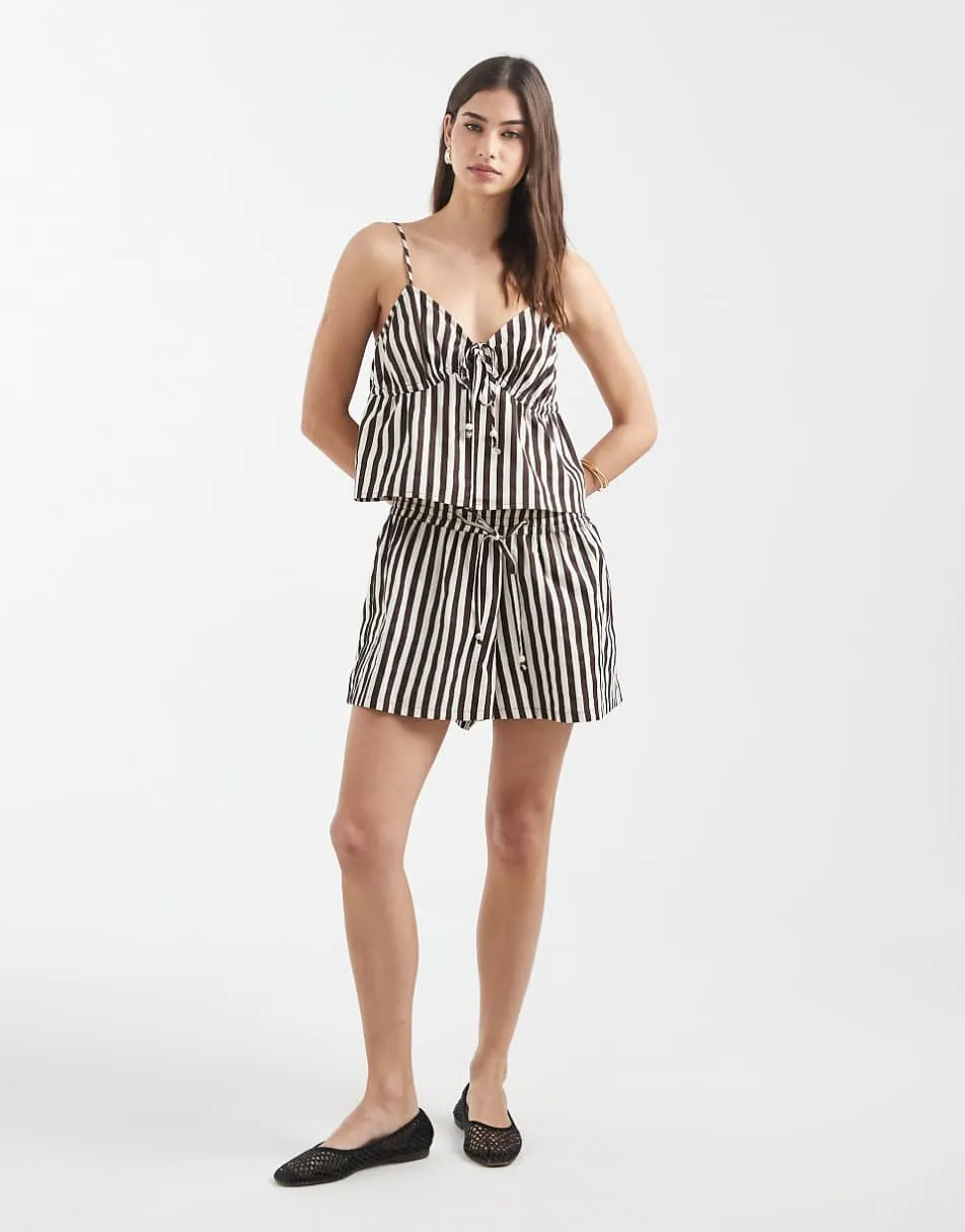 Aray beach co-ord in brown stripe