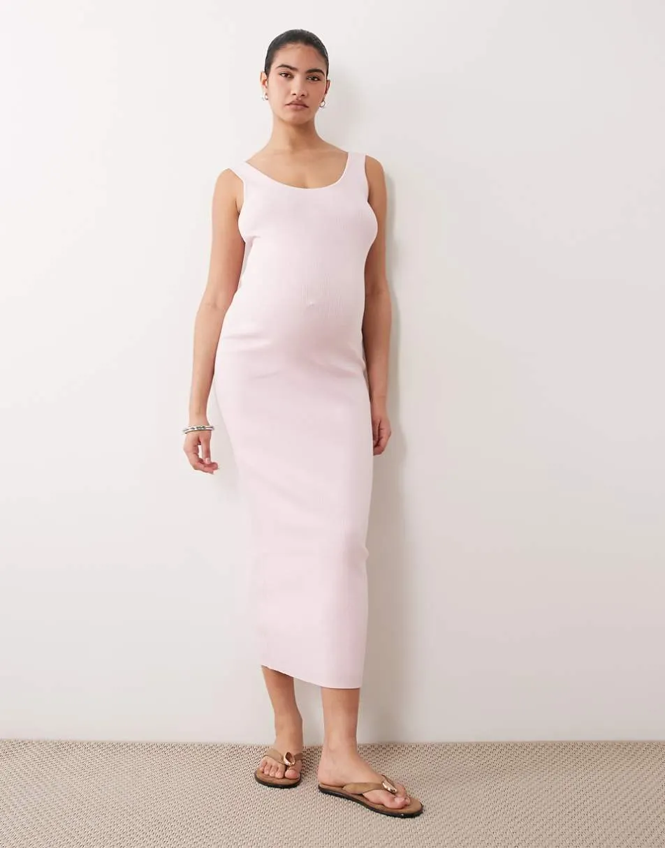 ASOS DESIGN Maternity cotton blend scoop back dress in pink