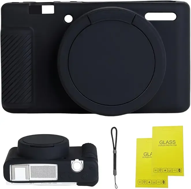 Camera Case for Sony ZV-1,ZV1 Camera Soft Case Cover Rubber Camera Sleeve with Removable Lens Cover,Anti-Scratch Slim Fit Soft Sleeve with ZV1 Screen Protector and Strap Wrist. (Black)