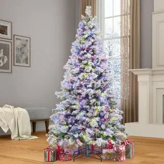 7.5' Pre-Lit Glitter Flocked Micro LED with Twinkle Artificial Christmas Tree