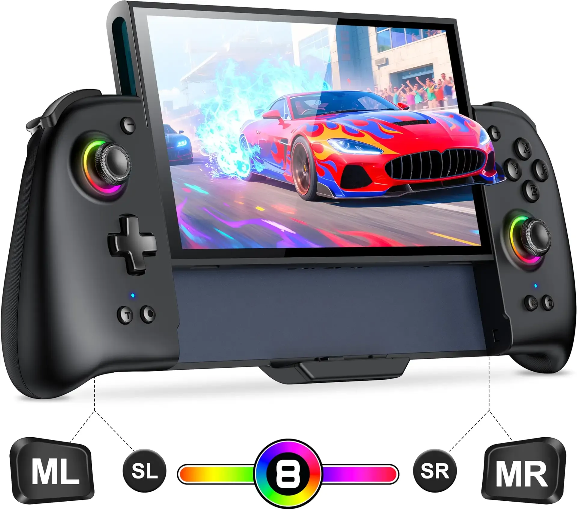 Gammeefy Switch 2 Controller - Hall Effect Joystick - One Piece Switch Joypad Replacement to Switch 2 Pro Controller's Feel, with 8 RGB Lighting, Turbo, Macro, KeyLinker App