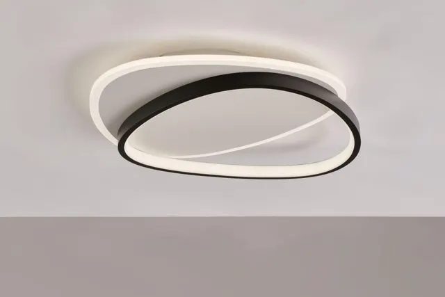 Plafoniera LED Amy nero IP20 cct da bianco caldo a bianco freddo con regolazione di temperatura, 5300 lumen