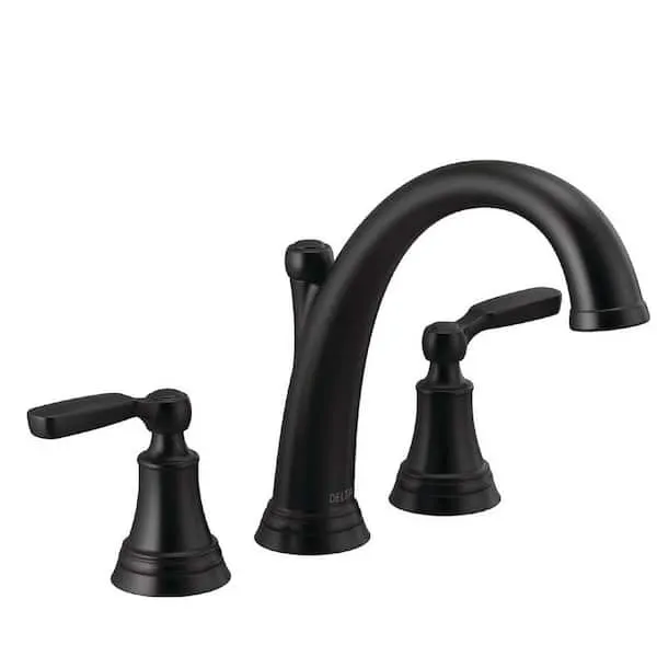 Delta Woodhurst 2-​Handle Deck Mount Roman Tub Faucet Trim Kit in Matte Black (Valve Not Included)​