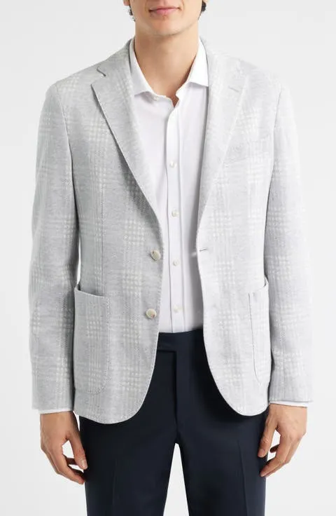 Hanry Slim Fit Plaid Knit Cotton Blend Sport Coat