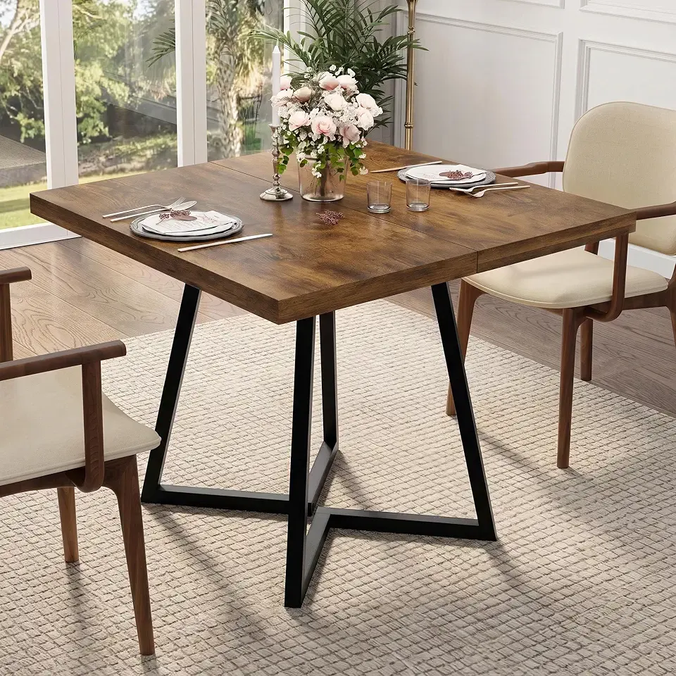 Apicizon 31.5" Square Kitchen Dining Table for 2-4, Rust Brown