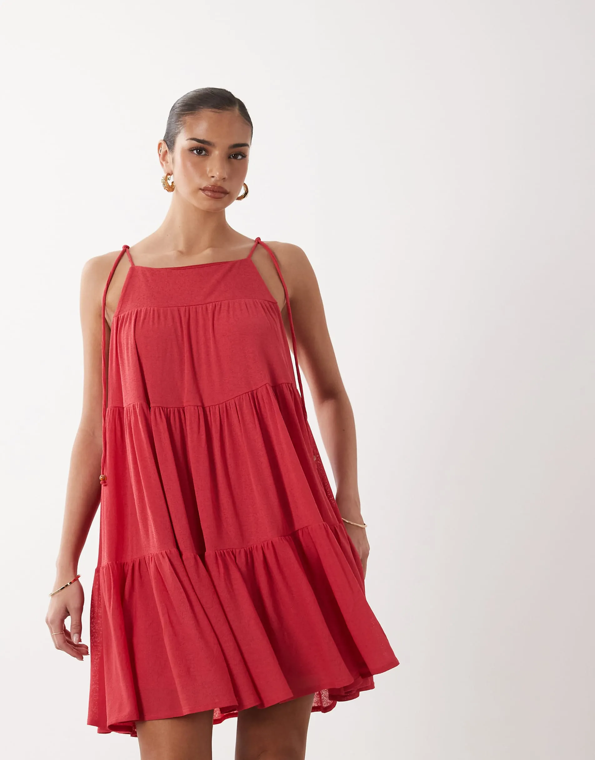Gina Tricot flowy strap detail mini dress in pink