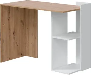 Mesa escritorio con estantes en color roble nodi y blanco artik