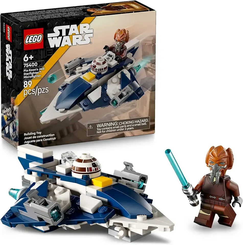 Star Wars Plo Koon’s Jedi Starfighter Microfighter Kids Toy - Building Toy for Pretend Play - Clone Wars Playset and Room Decor for Boys and Girls, Ages 6+ - Birthday Gift Idea - 75400