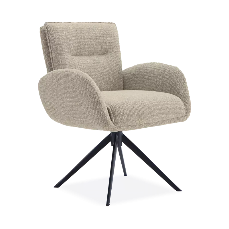 Armstoel Skye - pocketvering - stof Lodge Clay - poot zwart