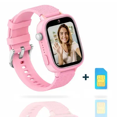 AngelTech Kinder SmartWatch Ultra – Slim Size – 4G - GPS Uhr für Kinder - 1GB RAM – 8GB ROM - Smartwatch für Kinder - Inklusive SIM-Karte - Rosa