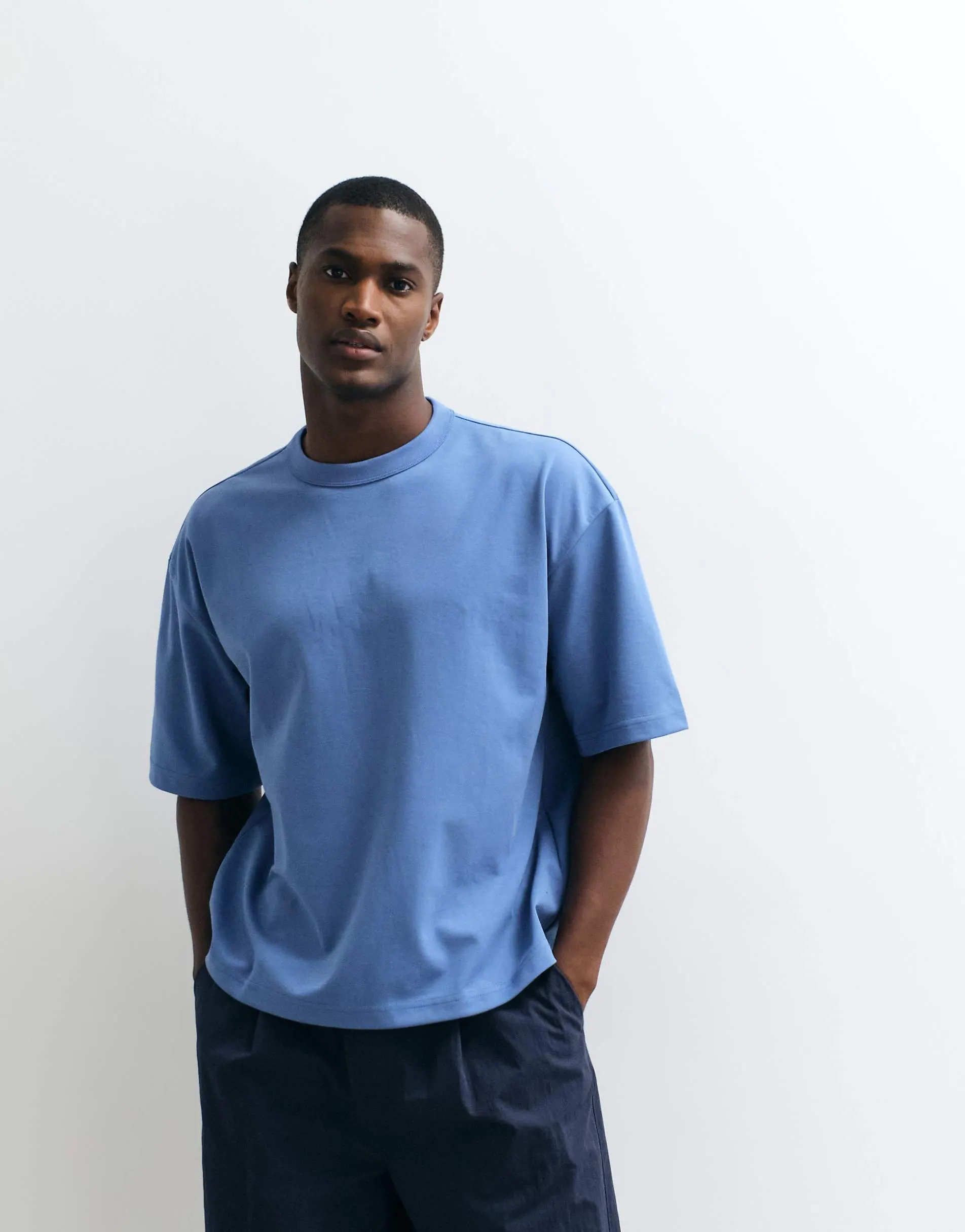 ASOS DESIGN breatheMAX™ heavyweight boxy oversized t-shirt in blue cotton blend