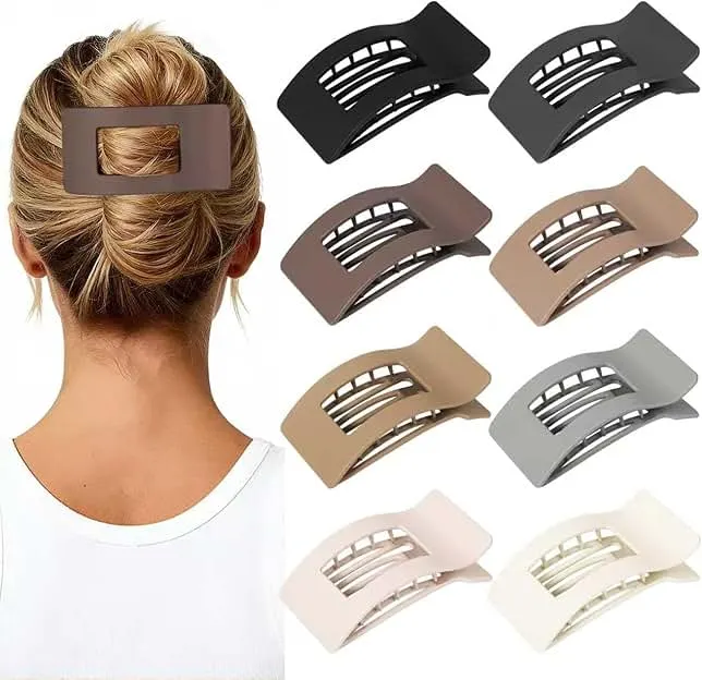 8 Pack Flat Hair Claw Clips for Women - Large Claw Clips for Thin Thick Hair, Strong Hold Hair Barrettes Accessories