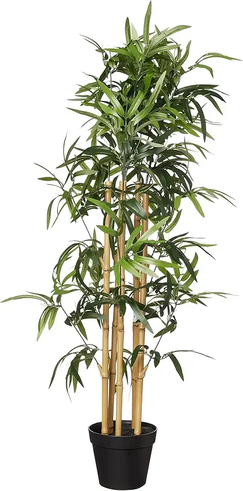 Amazon Basics Artificial Fake Bamboo Plant with Plastic Planter Pot, 39.4", Green