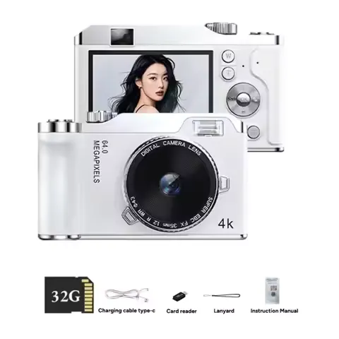 4K Dijital Kamera 16X Dijital Yakınlaştırma 68MP Ultra HD Fotoğraf ve Video Kaydedici Flaşlı Vintage Vlog Kamerası