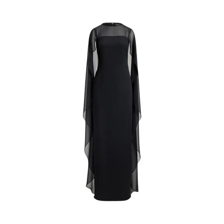 Cape Georgette Gown - Sort