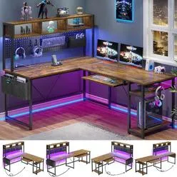 Great Choice Products L Shaped Desk Corner Gaming Desk Laptop Computer Desk Desktop ...