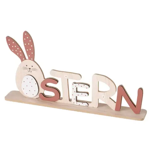 Schriftzug OSTERN - beige-braun-natur-weiß - Hase