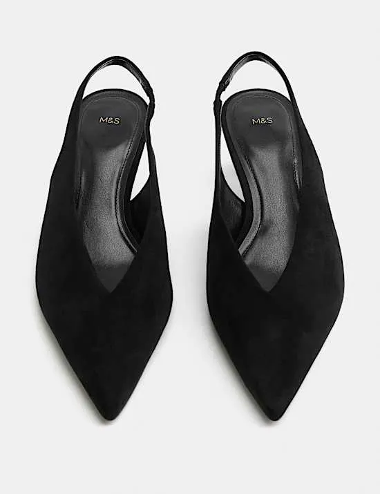 Kitten Heel Pointed Slingback Shoes