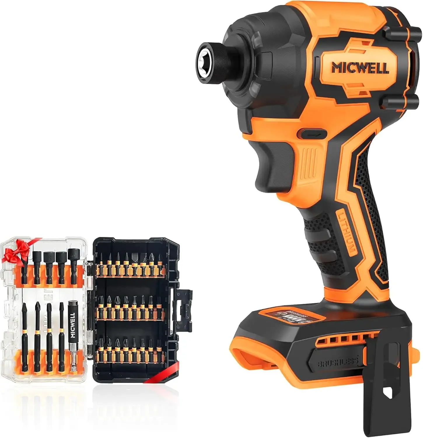 MICWELL Cordless Impact Driver (Tool Only) Compatible with Dewalt 20V Max Battery, Up to 2300 In-lbs Brushless 1/4" Impact Driver, 4-Speed Lightweight with Tool Bag, LED Light