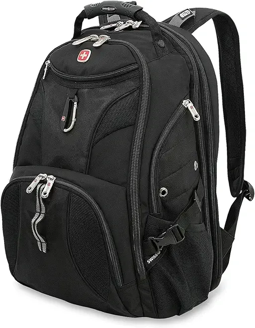 SwissGear 1900 ScanSmart 17” Laptop Backpack Black – Reflective Tech Backpack with ScanSmart Compartment – Multiple Organizer Pockets & RFID Scan Blocking Technology