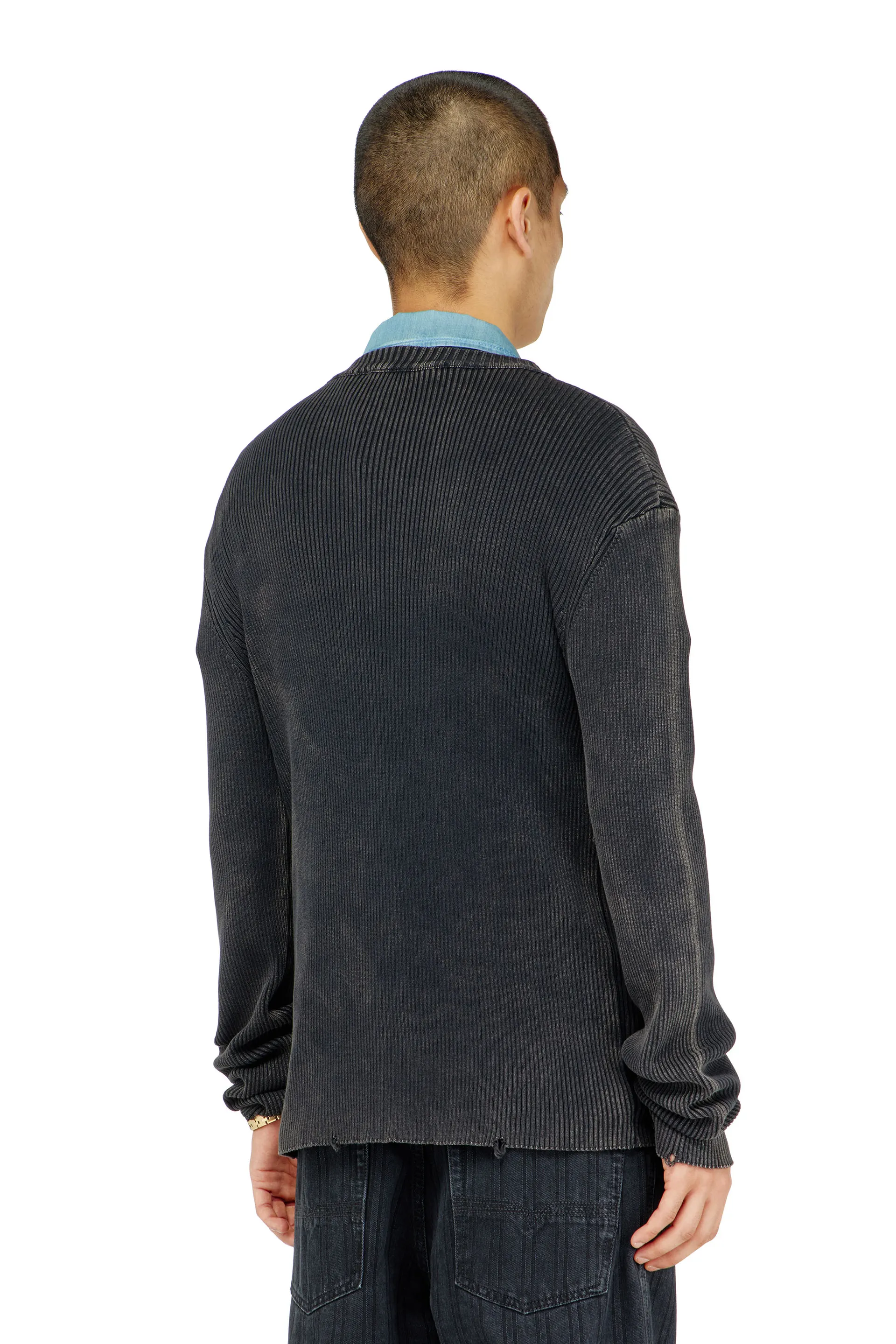 Distressed jumper with cut-out logo