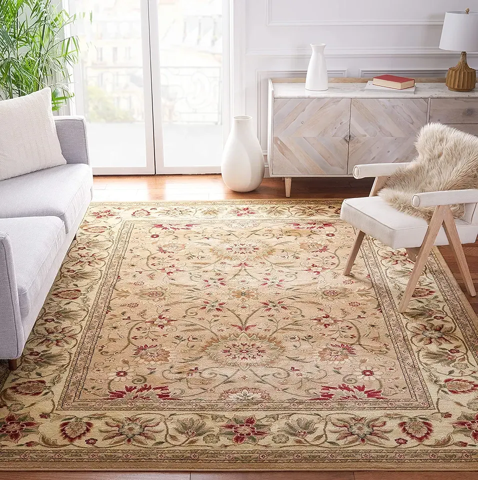 SAFAVIEH Lyndhurst Collection Area Rug - 8' x 10', Beige & Ivory, Traditional Oriental Design, Non-Shedding & Easy Care, Ideal for High Traffic Areas in Living Room, Bedroom (LNH212D)